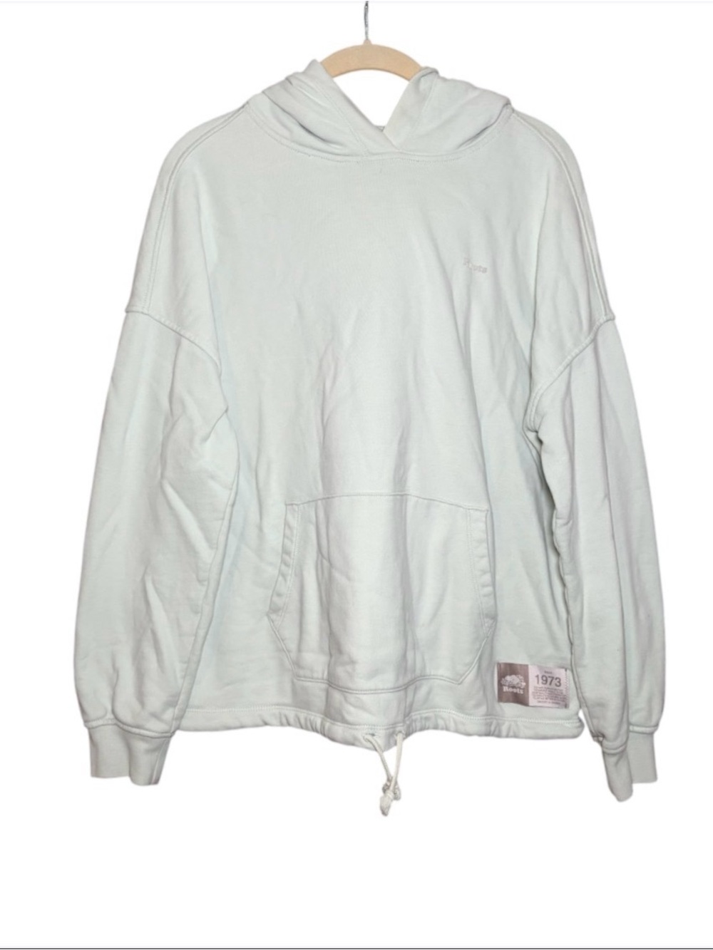 Roots Canada Unisex Light Green Drawstring Waist Hoodie Medium